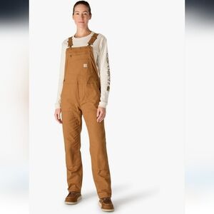 Carhartt Women's Rugged Flex Loose Fit Canvas Bib Overall Brown Sz M Regular NWT
